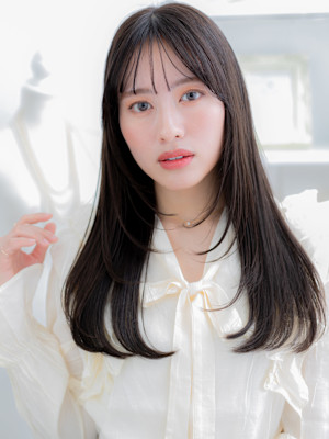 大人フェミニンロングレイヤーエアストレート　韓国風巻き