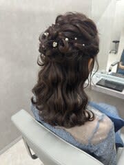 ハーフアップ編み込みヘアアレンジ/札幌大通駅個室美容室