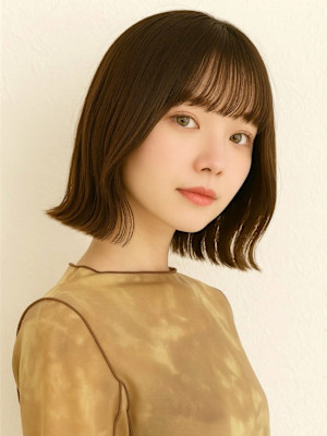 くびれヘア 顔周りカット 前髪カット マロンベージュ 外ハネ