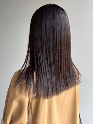 ダークグレージュ 暗髪カラー 髪質改善 ストレートヘア