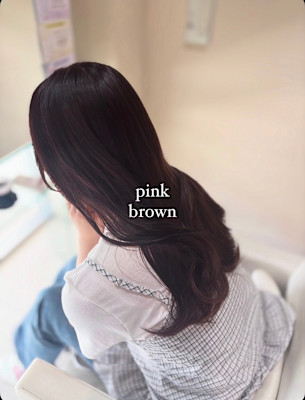 まろやかピンクブラウンカラー/ケアカラー/透明感/艶髪