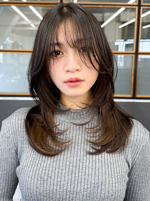 20代30代◎韓国風ふんわりレイヤーグレージュカラー