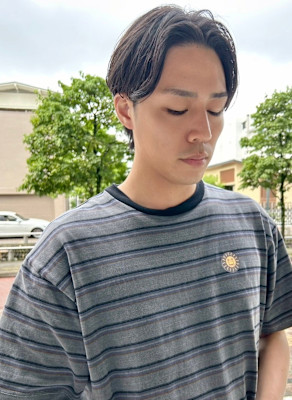 メンズセンターパート