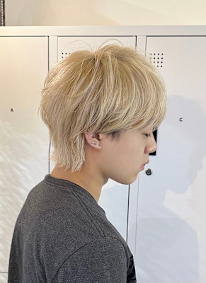 メンズマッシュウルフ/ハイトーン/マッシュ/ダブルカラー