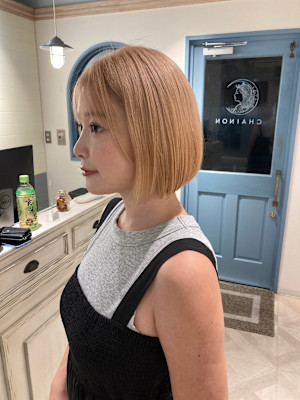 ハニーオレンジカラーアゴライン小顔ボブ赤羽人気美容室