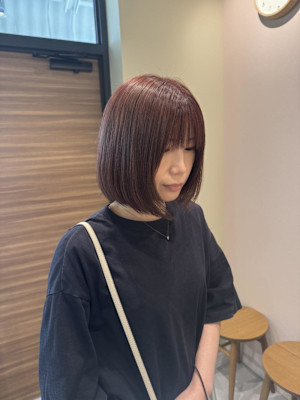 ボブ/ピンクブラウン