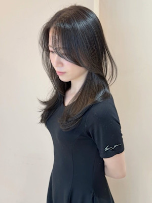 顔周りカット 艶髪 髪質改善 グレージュ 透明感カラー