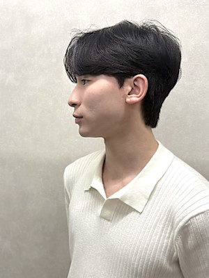 韓国ダウンパーマメンズカット/コンマバングフェザーショート