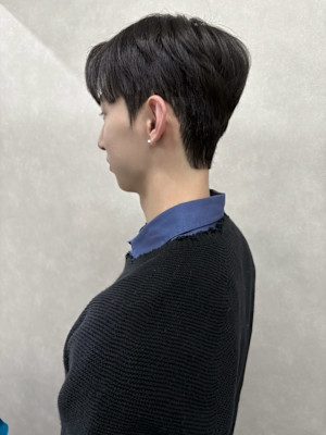 韓国ダウンパーマメンズカット/コンマバングフェザーショート