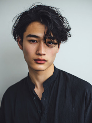 アンニュイな色気漂う無造作センターパート　