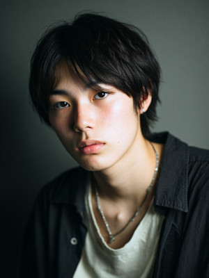 素髪風ナチュラル×レイヤーマッシュ　