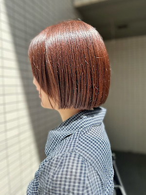 ボブカット/切りっぱなしボブ/オレンジカラー/ブリーチなし