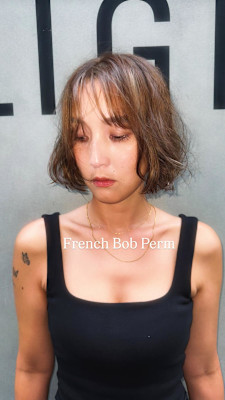 外国人風フレンチボブパーマ/ハイライトパーマ