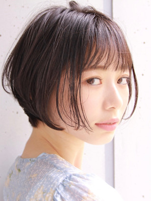 ショート・ボブ/丸顔/前髪あり/絶壁解消/30代/40代/