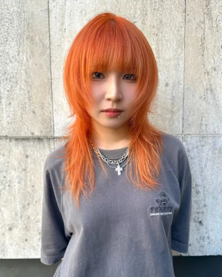 【HIROHUMI】韓国風ハッシュカット×ハイトーンオレンジ