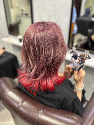 ピンクラベンダー×レッド×ブリーチ