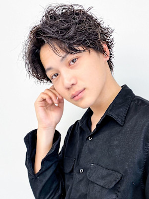 夏ツイスパ波巻き◎アップバング爽やかビジネスセンターパート