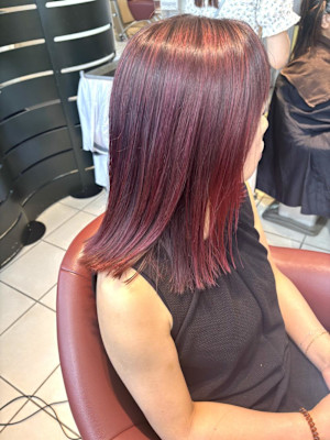 白髪ぼかし/白髪デザインカラー/ピンクバイオレット