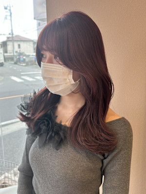 韓国風巻き/レイヤーカット/ピンク系カラー