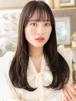 大人フェミニンロングレイヤーエアストレート　韓国風巻き