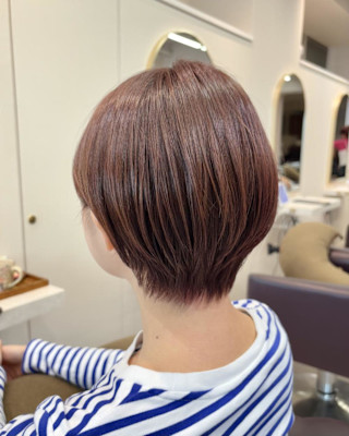 ショート×マッシュショート×ワインレッド×夏カラー×横浜