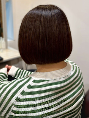 ショートボブ ボブ 艶髪 髪質改善 30代40代 ブラウン