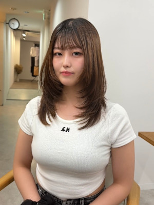 ★夏韓国ヘアハッシュカットレイヤーカット前髪顔周りくびれヘア
