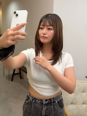 ★夏韓国ヘアハッシュカットレイヤーカット前髪顔周りくびれヘア