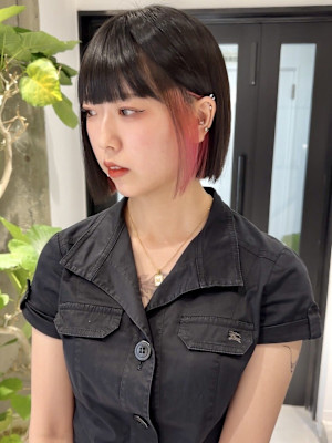 ボブ切りっぱなしボブインナーボブピンクベージュ