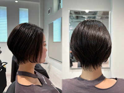 骨格補正ショートボブ【船橋/白髪ぼかし/脱白髪染め】