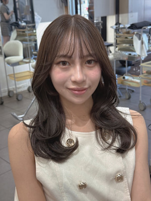 髪質改善グレージュカラーカーキベージュレイヤーロング錦糸町