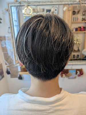 暗髪アッシュ＆ハイライトカラー