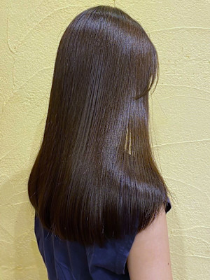 グレージュ 透明感カラー 髪質改善トリートメント ストレート