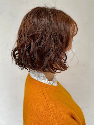 ボブパーマ ニュアンスパーマ 外ハネボブ ブラウンベージュ