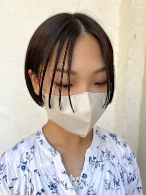 丸みボブ ショートボブ 黒髪 艶トリートメント 10代20代