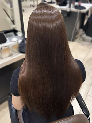 水素ストレート 縮毛矯正 アッシュブラウンカラー