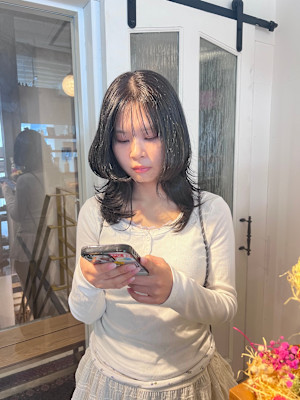 韓国レイヤーカット/ミディアムレイヤー/フェイスレイヤー