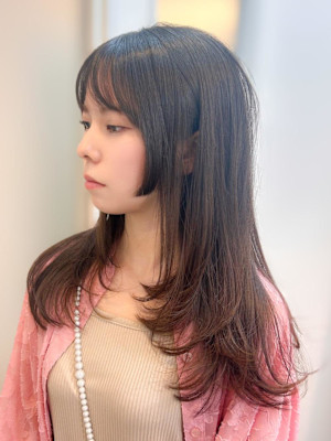 大人可愛い姫カット＆ウルフレイヤー/顔周りカット/小顔見え◎