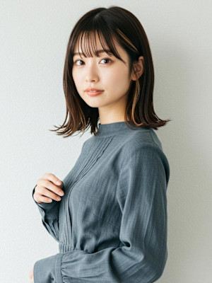 #暗めカラー　#外ハネミディアム