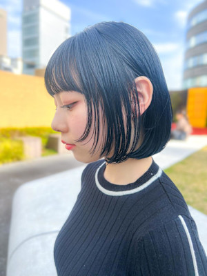 フェイスレイヤー＆ウルフボブ/ミニボブ/ネイビーブルー