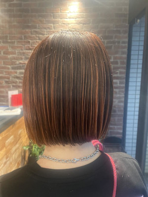 ボルドーヘア×ミニボブ