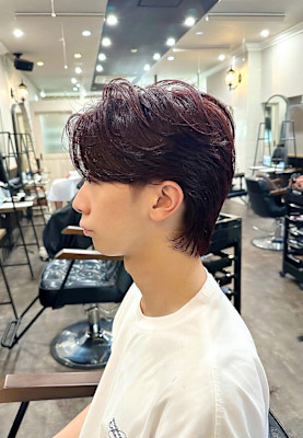 22_毛流れセンターパート＋チェリーレッド