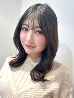 山村/グレージュカラーくびれヘア/前髪/大人かわいい銀座