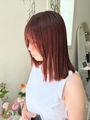 《花屋併設の美容院》オレンジカラー×夏