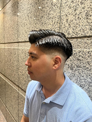 銀座　理容室　スキンフェード　七三パートスタイル