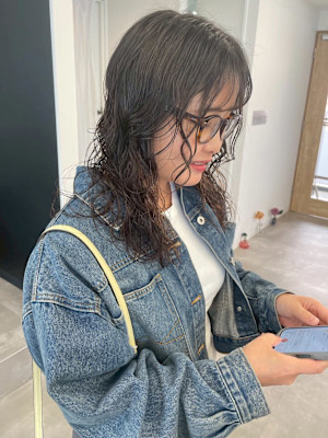 セミロングエアリーパーマ＊抜け感ラフウェーブシースルーバング