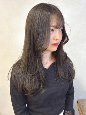 シアーカラーオリーブグレージュ＊くびれ巻きレイヤーカット