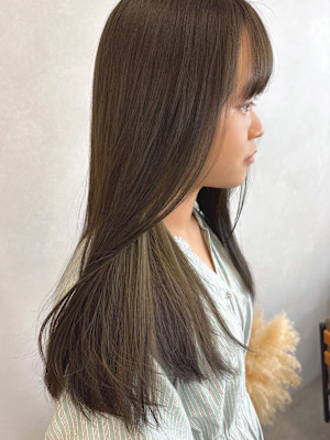 インナーカラーオリーブベージュ×グレージュ＊透明感カラー