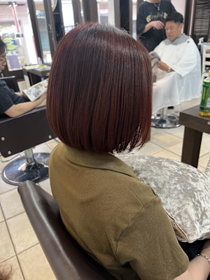 ピンクブラウン×ボブ