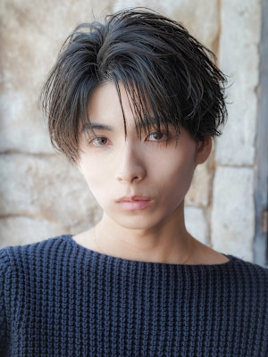 モテる黒髪ネープレスショート束感モテ髪ワックスなしマッシュ